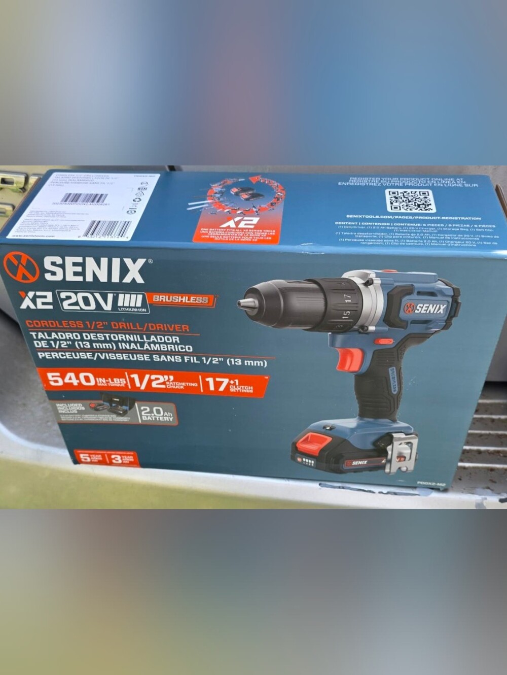 Senix 20V Brushless Cordless Drill/Driver in Blue and Red